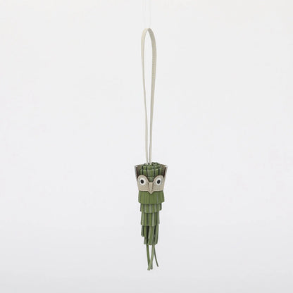 Handmade Leather Owl Bag Charm & Car Hanging Ornament