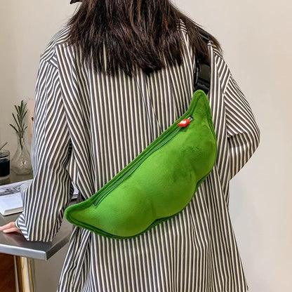 Edamame Plush Crossbody Bag – Cute Novelty Shoulder Bag