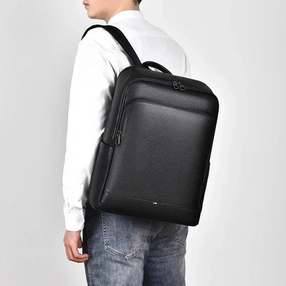 Genuine Leather Men's Backpack – 15.6" Laptop Bag