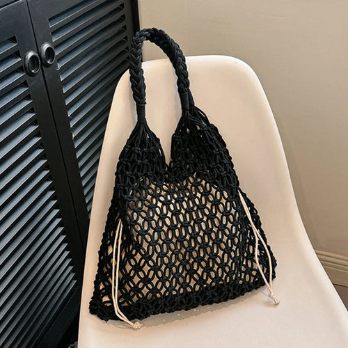 Women's Large Straw Woven Tote Bag – Hollow Beach Shoulder Bag