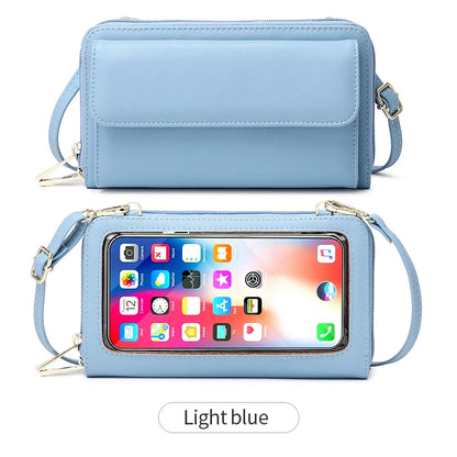 Touchscreen Crossbody Phone Wallet for Women – Zipper Purse with Clear Window