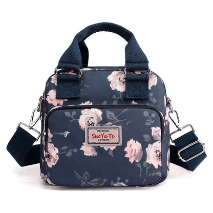 Floral Nylon Crossbody Bag – Women's Multi-Pocket Shoulder Bag