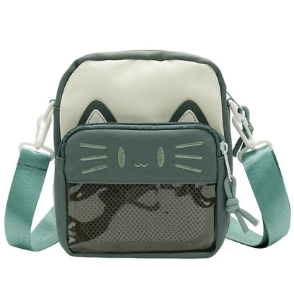 Ita Bag Mini Crossbody – Harajuku Nylon Shoulder Bag with Clear Window for Pins & Badges