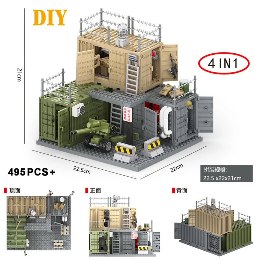Military Container Command Post Building Blocks – MOC Army Base Set
