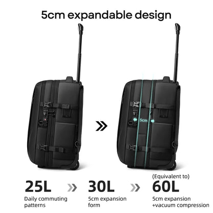 Vacuum Compression Travel Backpack with Wheels – Large Capacity Trolley Luggage Bag