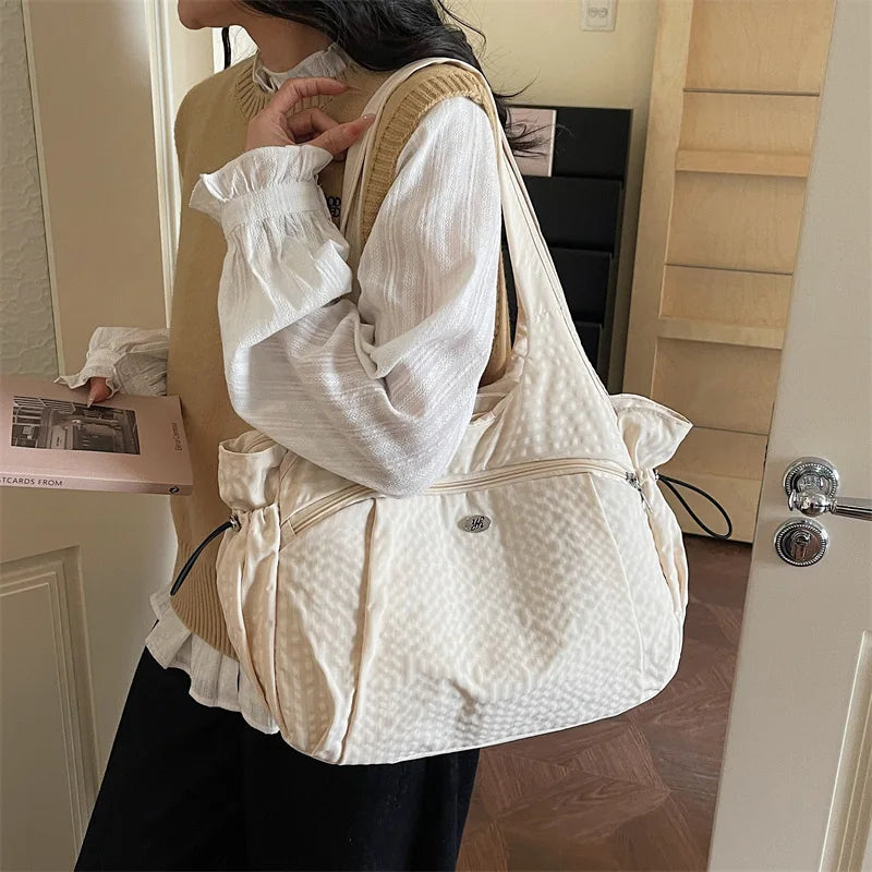 Fashionable Texture Simple Shoulder Bags Lightweight Large Capacity Plaid Storage Crossbody Handle