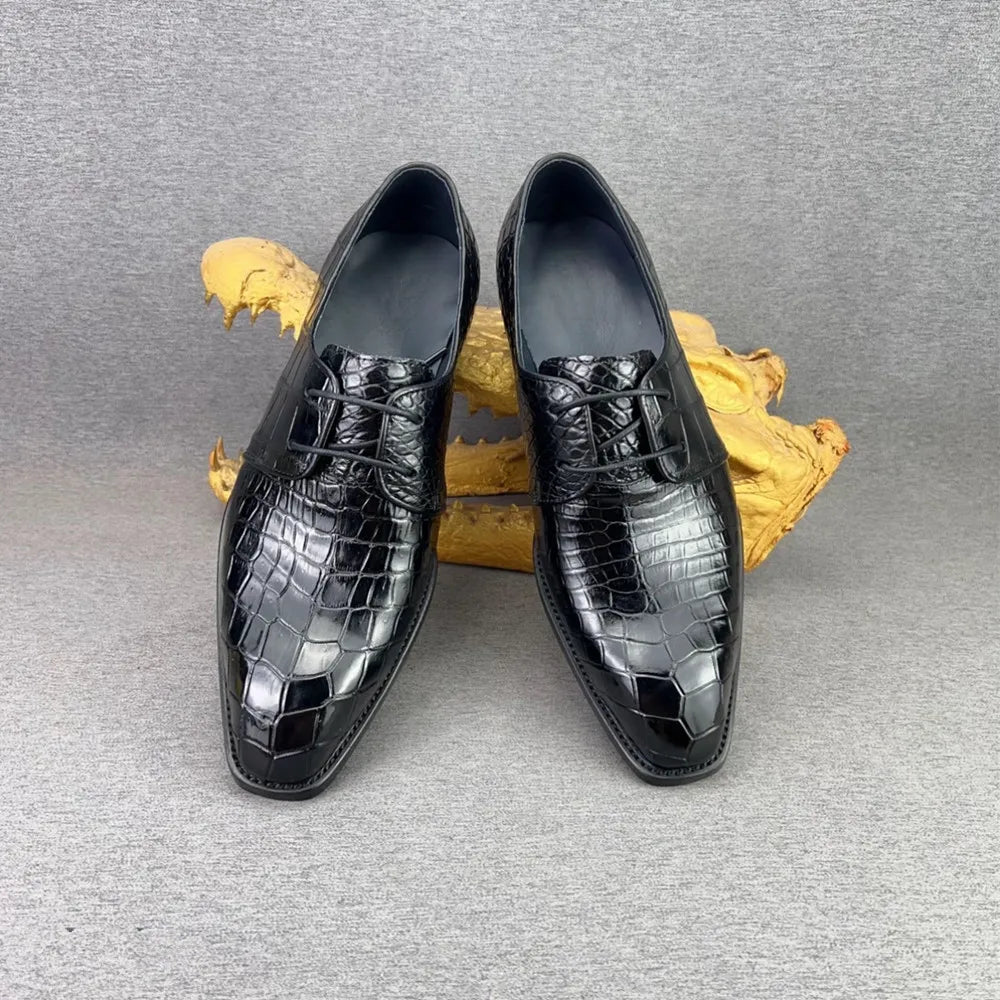 Crocodile Leather Oxford Dress Shoes for Men – Square Toe