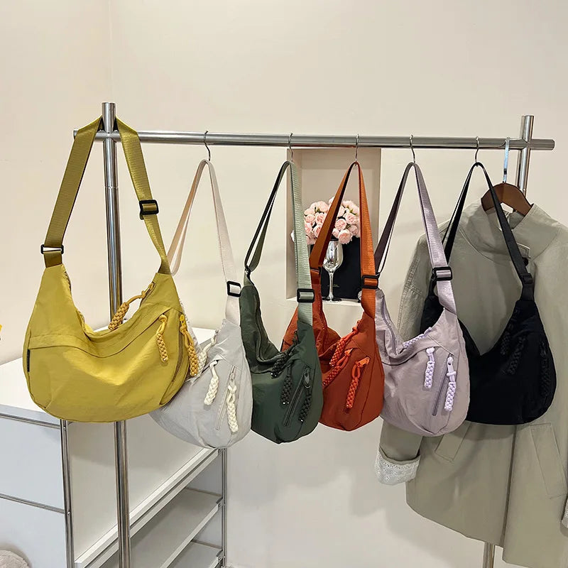 Nylon Crossbody Shoulder Bag for Women – Large Capacity with Zipper