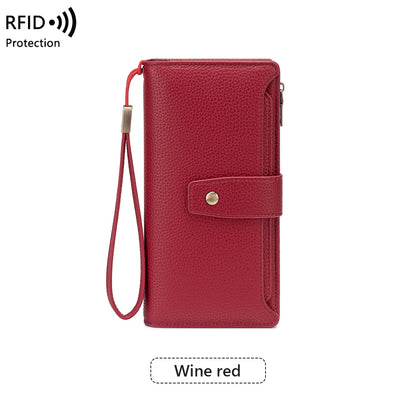 RFID Blocking Large Capacity Leather Wallet for Women