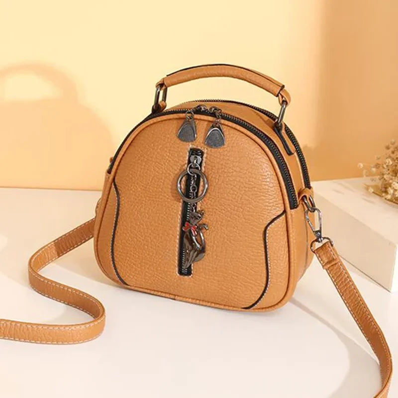 Crossbody Bag for Women – PU Leather Purse with Cat Charm