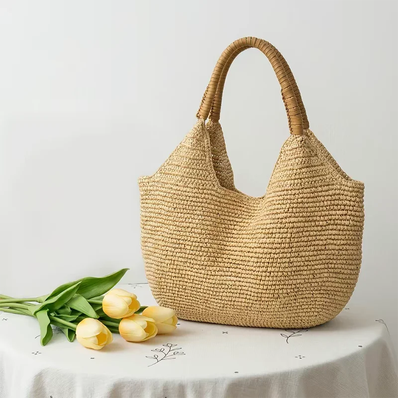 Straw Tote Bag – Handmade Woven Beach Bag for Women
