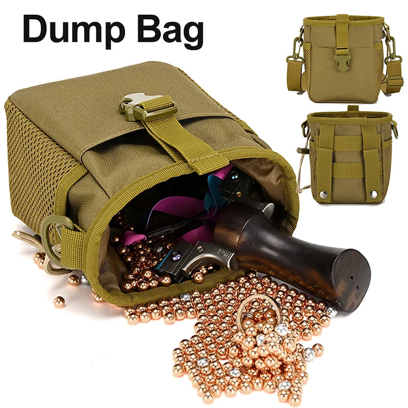 Tactical Magazine Dump Pouch – MOLLE Drawstring Utility Belt Bag