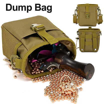 Tactical Magazine Dump Pouch – MOLLE Drawstring Utility Belt Bag