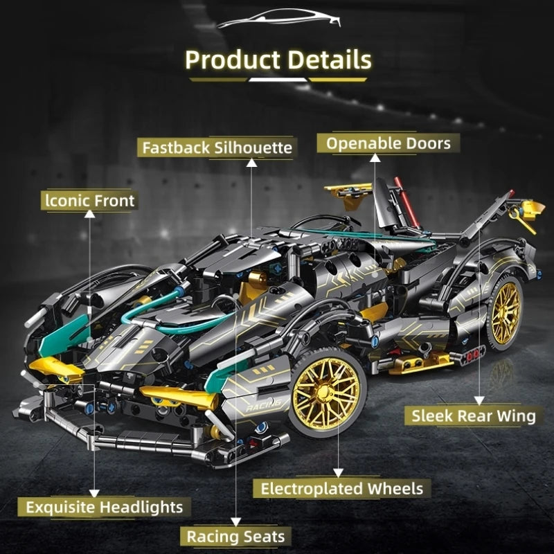 V12 Technical Racing Car Building Set – 1000 Pcs RC-Upgradeable