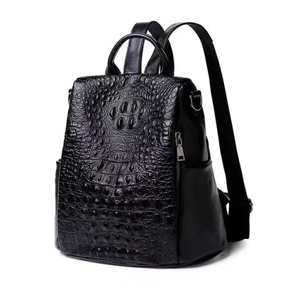 Crocodile Embossed Leather Backpack for Women – Luxury Bag