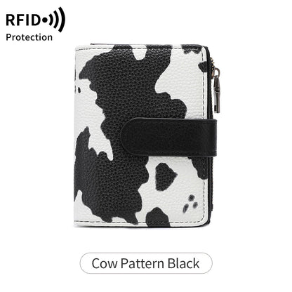 RFID Anti-Theft Women's Wallet – Retro Trifold Coin Purse with Zipper Closure