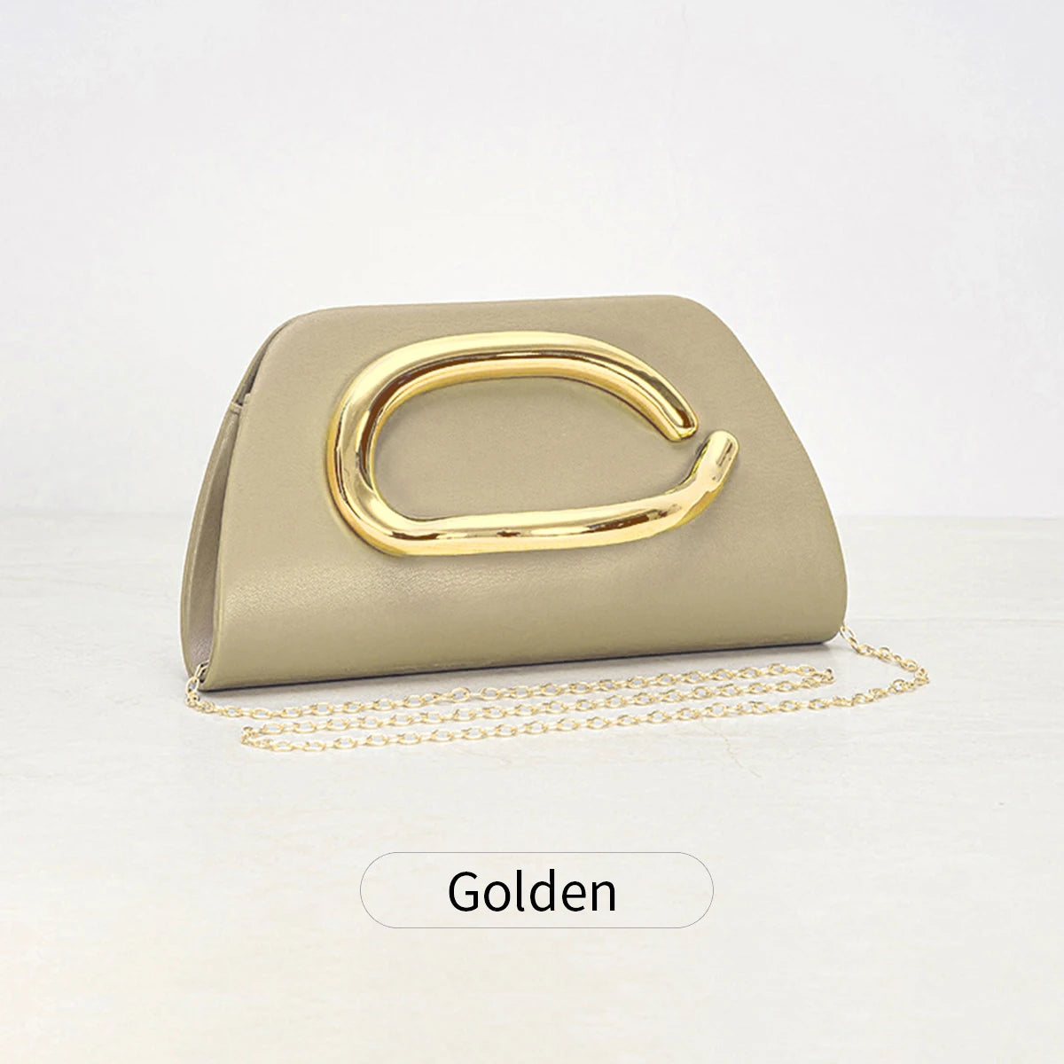 Luxury Evening Clutch Bag with Gold Magnetic Closure & Chain Strap