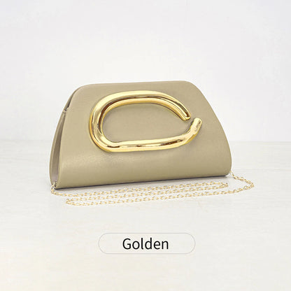 Luxury Evening Clutch Bag with Gold Magnetic Closure & Chain Strap