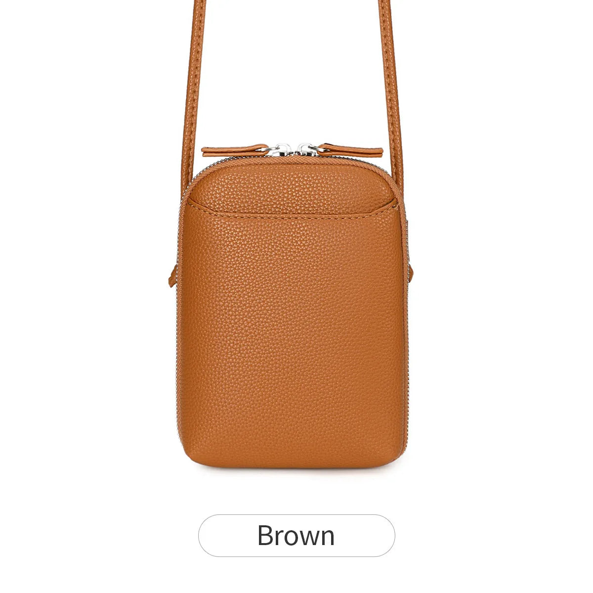 Mini Crossbody Bag for Women – Leather Phone Purse with Zipper