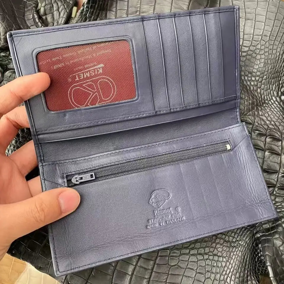 Stingray Skin Long Wallet – Large Capacity Bifold Purse for Men & Women