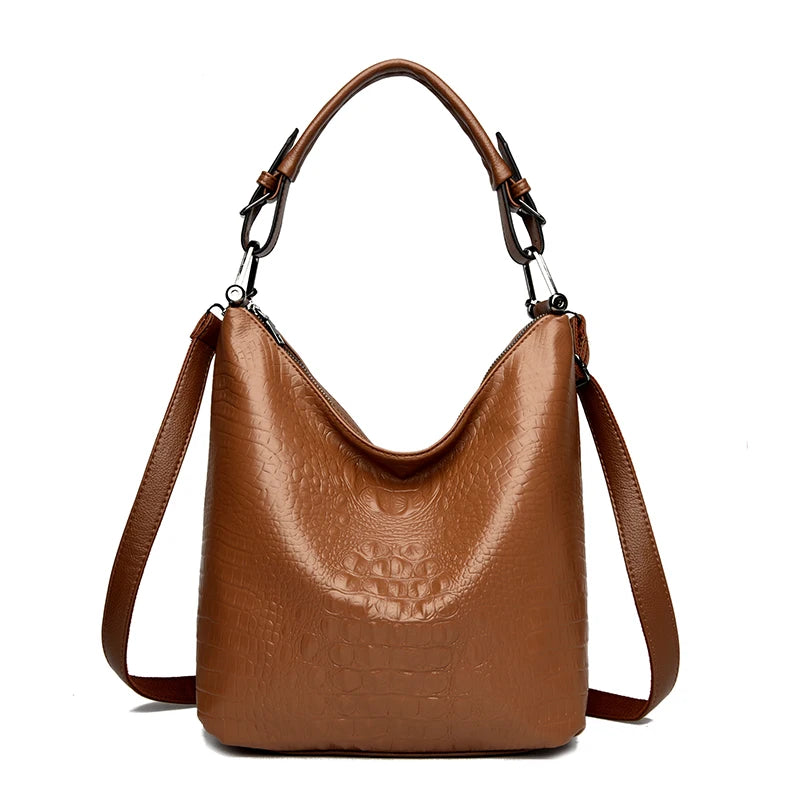 Crocodile Pattern Hobo Bag for Women – Leather Shoulder Crossbody