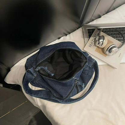 Winter Shoulder Bag Large Capacity Denim Storage Korean Style Comfortable Versatile Texture