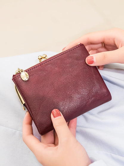 Women's Retro Kiss-Lock Coin Purse with Multi-Card Slots
