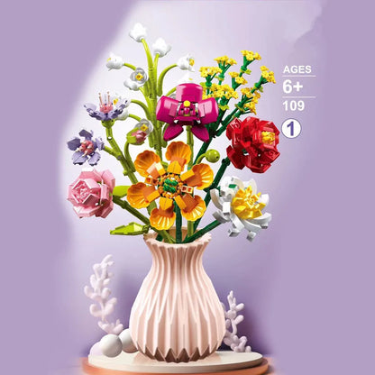Flower Bouquet Building Blocks Set – DIY Botanical Floral Arrangement