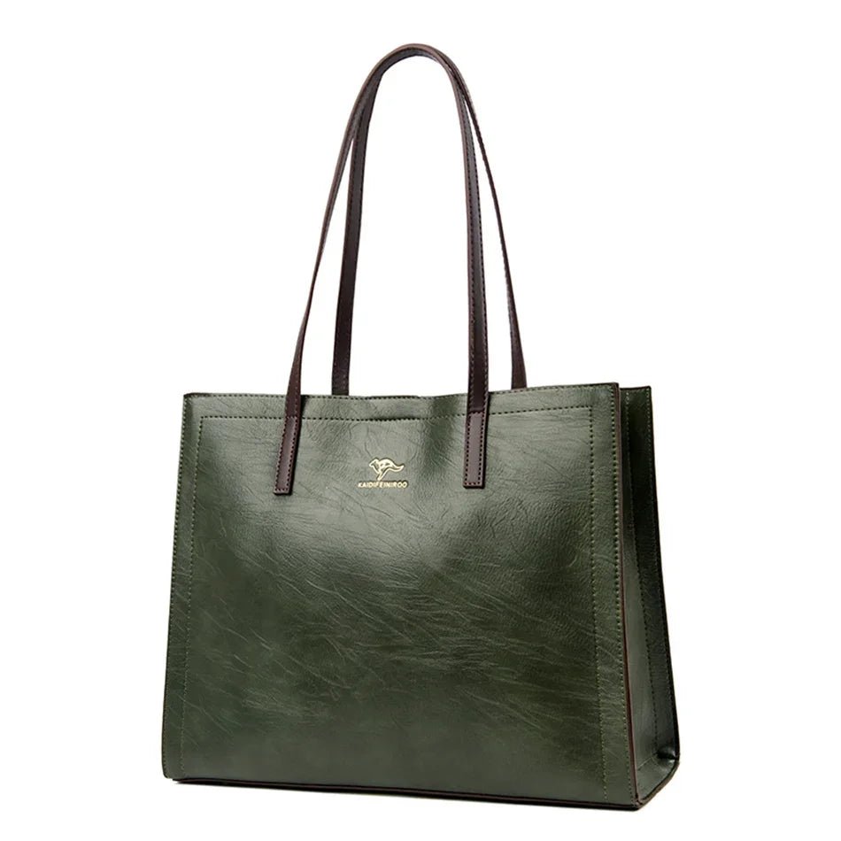 Large Capacity Leather Tote Shoulder Bag for Women