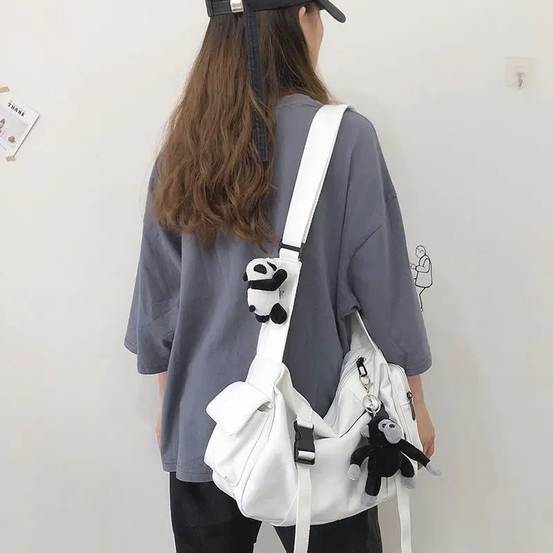 Canvas Messenger Bag – Unisex Japanese Harajuku Crossbody Shoulder Bag