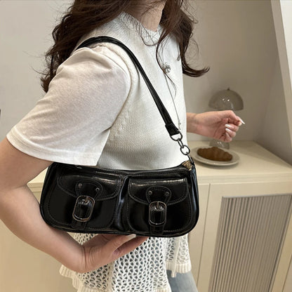 Women's Crossbody Shoulder Bag – Trendy Armpit Purse with Buckle