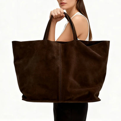 Vintage Leather Tote Bag – Large Capacity Shoulder Handbag for Women