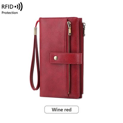 RFID Blocking Women's Long Wallet – Large Capacity PU Leather