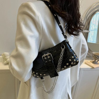Y2K Rivet Chain Shoulder Bag – Gothic Women's Handbag