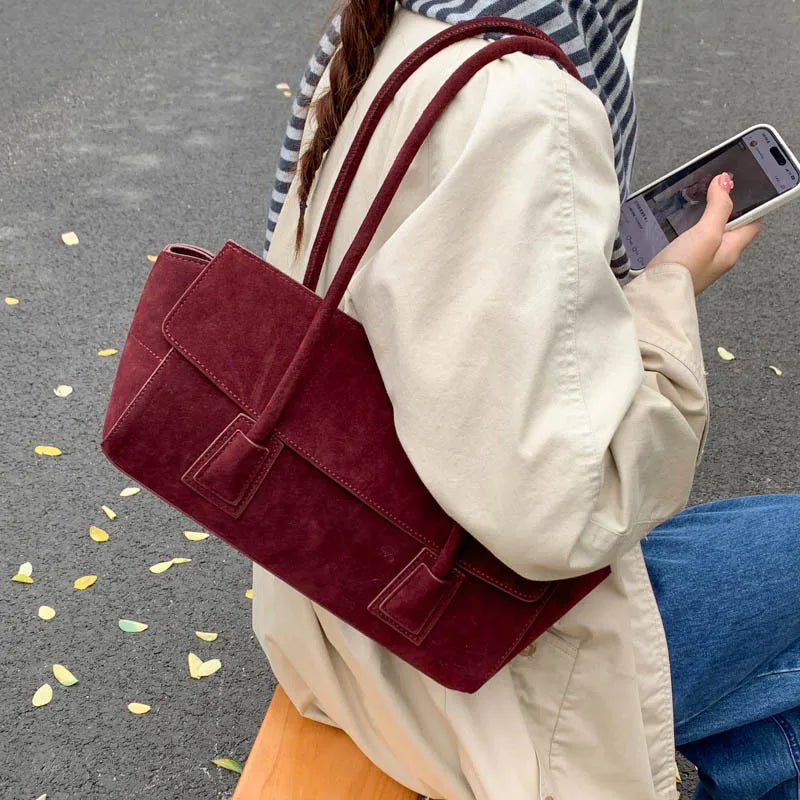 Women's Suede Shoulder Bag – Wings Design Crossbody Handbag