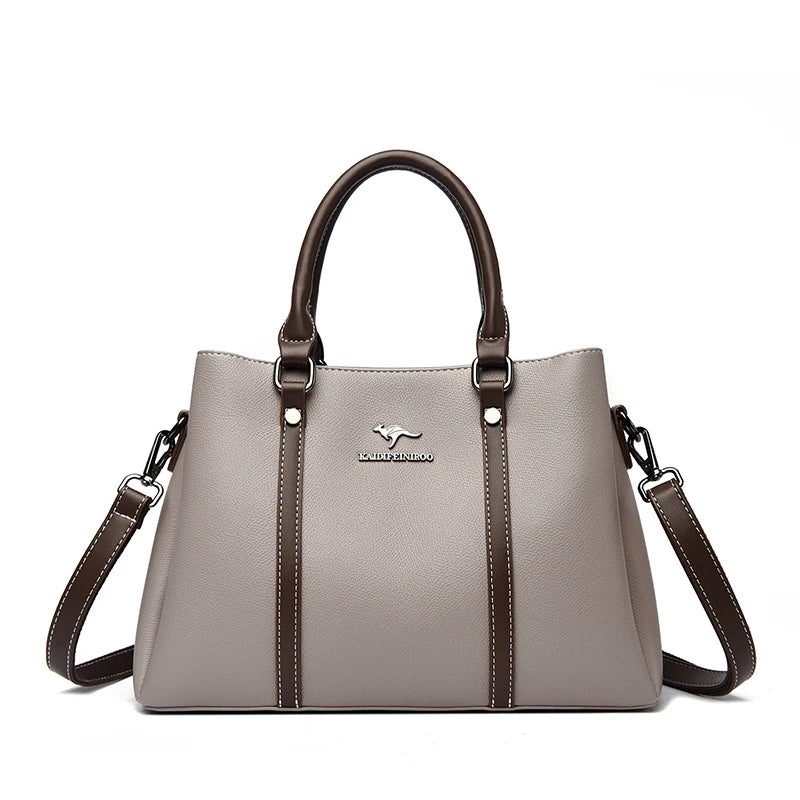 Leather Handbag for Women – Multi-Pocket Crossbody Tote