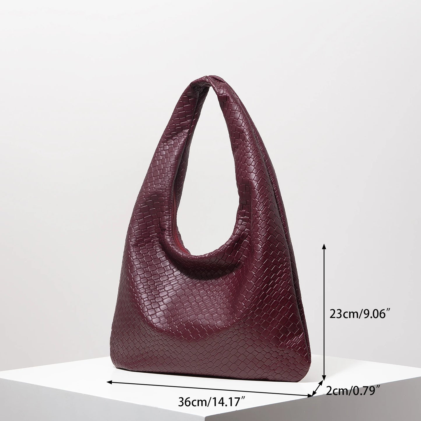 Vintage Faux Woven Leather Shoulder Bag Women S Handbag Large Capacity Tote Bag Crescent Bag