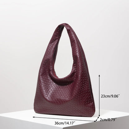 Vintage Faux Woven Leather Shoulder Bag Women S Handbag Large Capacity Tote Bag Crescent Bag