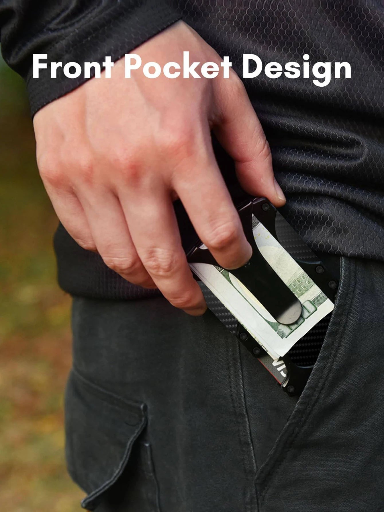RFID Blocking Metal Minimalist Wallet for Men with Cash Pocket
