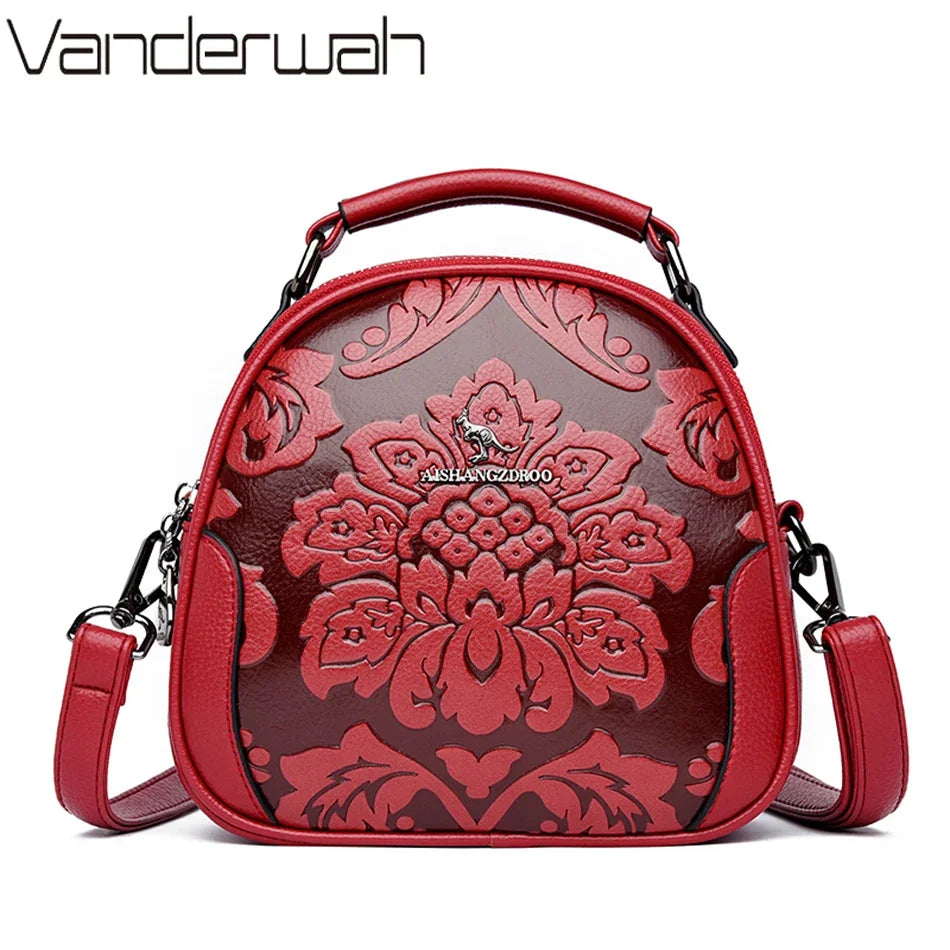 Floral Print Leather Crossbody Bag for Women