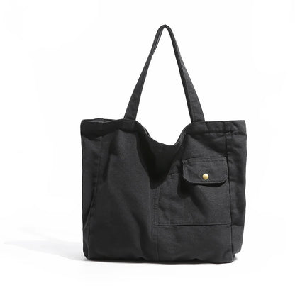 Large Canvas Tote Bag – Multi-Pocket Shoulder Bag for School & Travel
