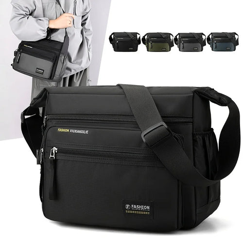 Waterproof Nylon Men's Crossbody Shoulder Bag – Multi-Pocket