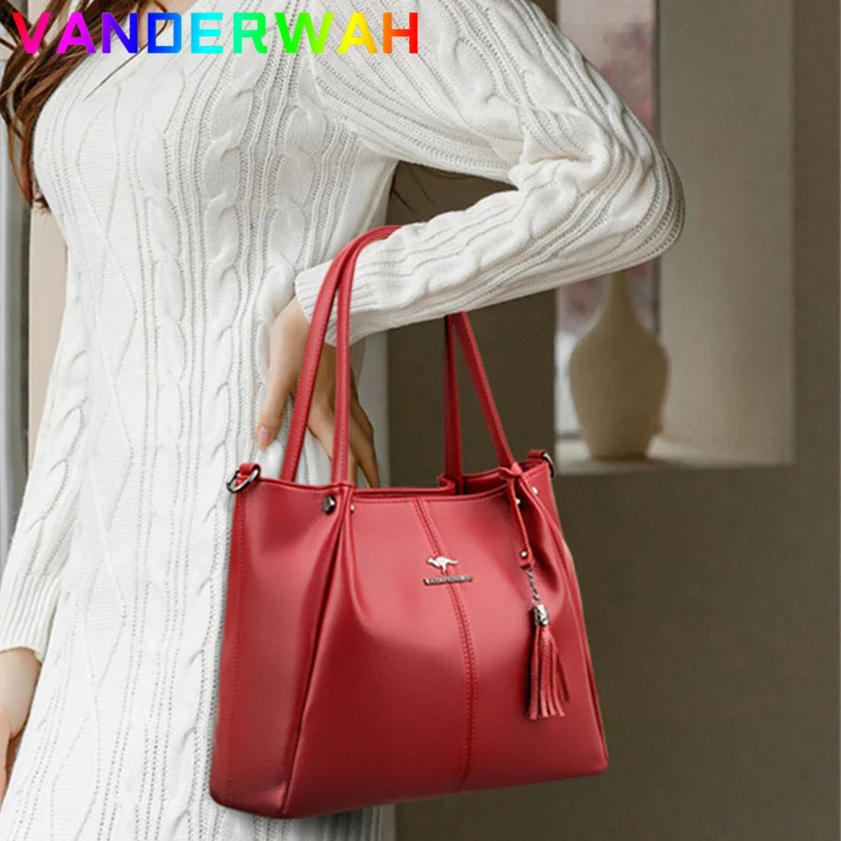 Genuine Leather Handbag – Women's Luxury Shoulder & Crossbody Bag