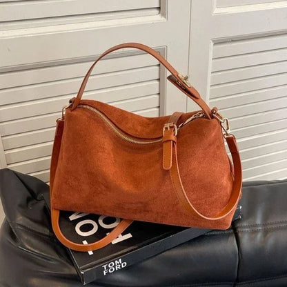 Retro Frosted Crossbody Bag Large Capacity Shoulder Tote for Women