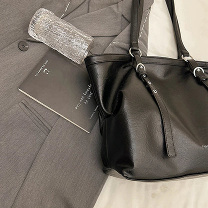 Moods Women Big Shoulder Tote Bags Soft Vegan Leather Solid Color Large Capacity Shoppers Latest