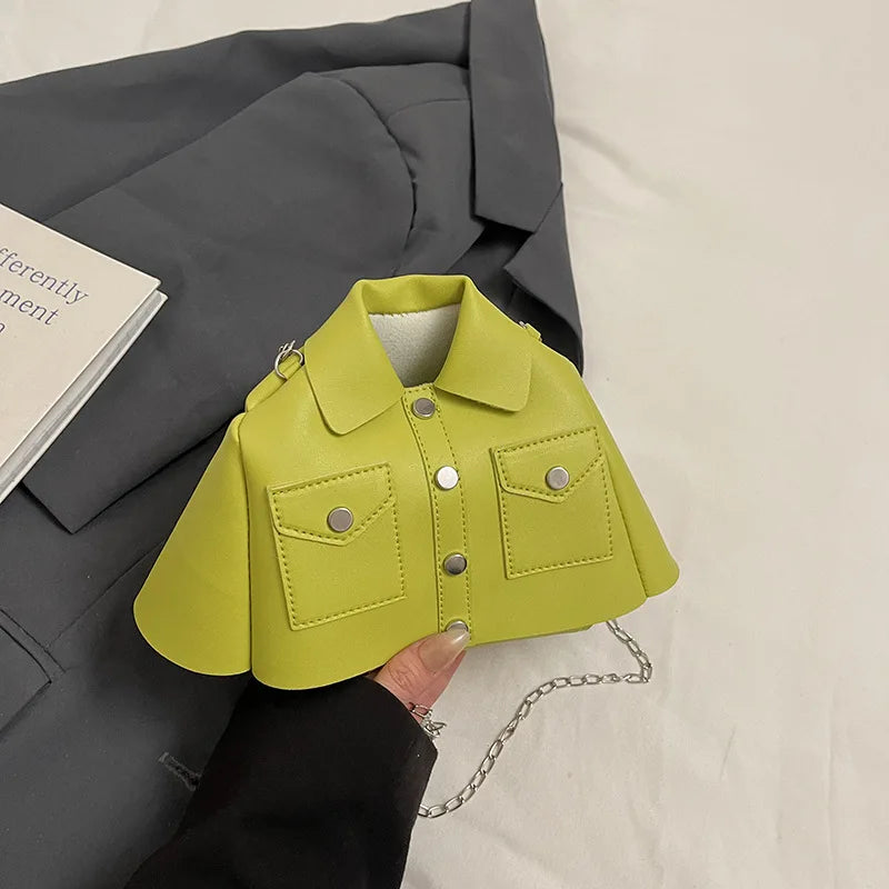Jacket-Shaped Crossbody Bag – Novelty PU Leather Chain Shoulder Bag, Korean Style
