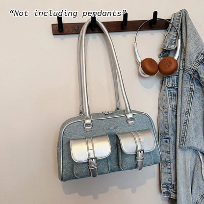 Women's Shoulder Bag – Large Capacity Denim Pillow Bag for Work & Commuting
