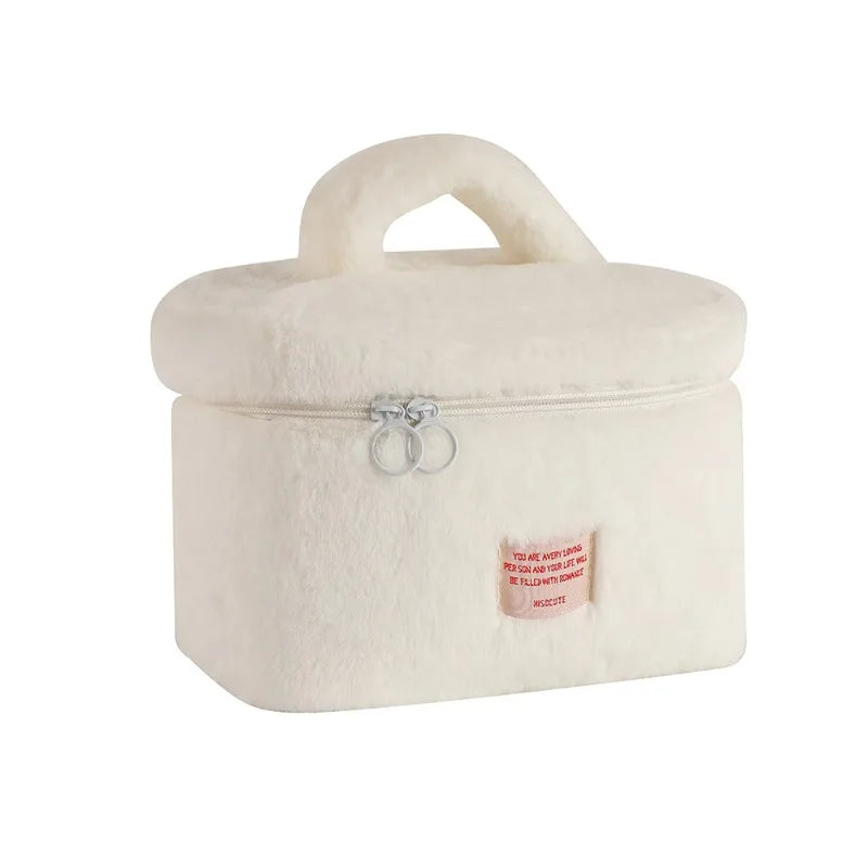 Large Capacity Plush Makeup Bag – Women's Travel Cosmetic Organizer