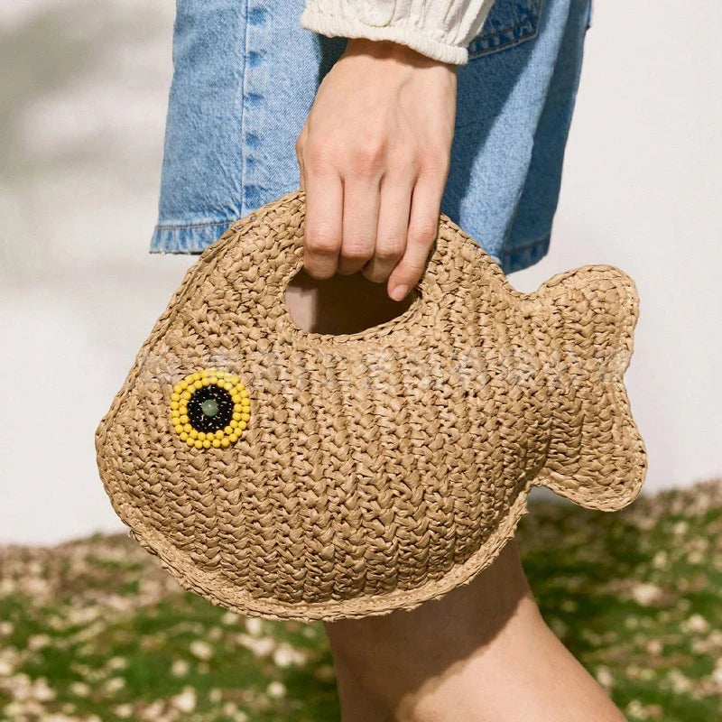 Turtle Woven Straw Shoulder Bag – Boho Beach Crossbody