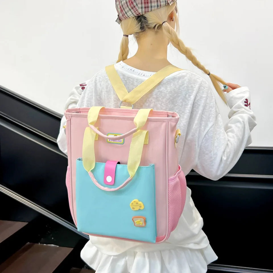 3-in-1 Girls School Bag – Large Waterproof Nylon Backpack & Crossbody Tote